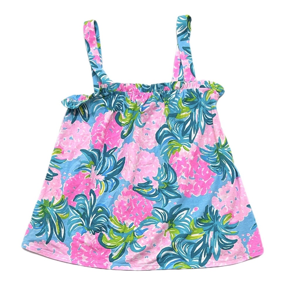 Lilly Pulitzer Tank Top Jai Floral Pink Blue Ibiza Pineapple Shake Small Beach